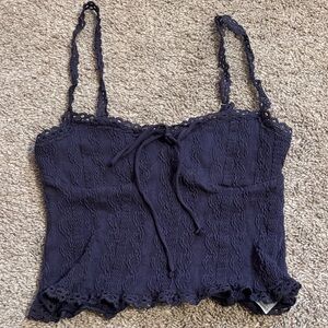 Edikted Navy Camisole with Lace Trim
